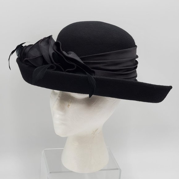 Betmar New York Wool Hat Satin & Feathers Hat Band - Picture 5 of 16